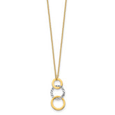 14K Two-Tone Gold Necklace with Polished Textured 3-Circle Charm